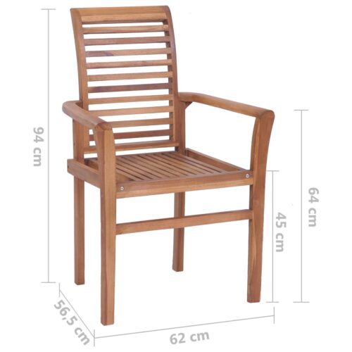 Dining Chairs 4pcs with Beige Cushions Solid Teak Wood - Image 2