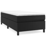Box Spring Bed with Mattress Black 106x203cm King Single Size Faux Leather
