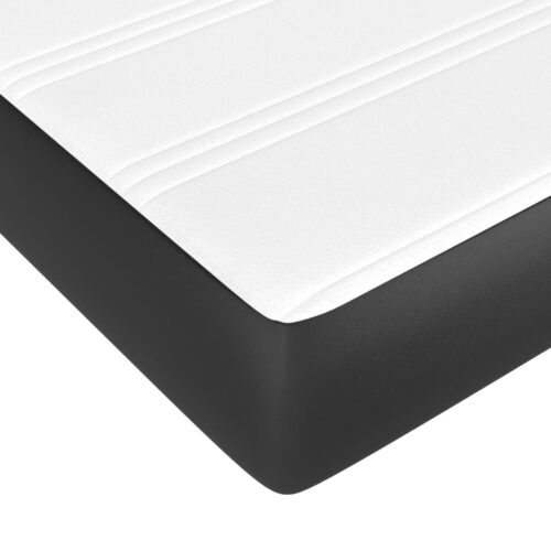Box Spring Bed with Mattress Black 106x203cm King Single Size Faux Leather - Image 8