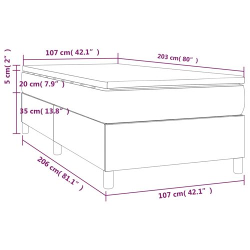 Box Spring Bed with Mattress Black 106x203cm King Single Size Faux Leather - Image 10