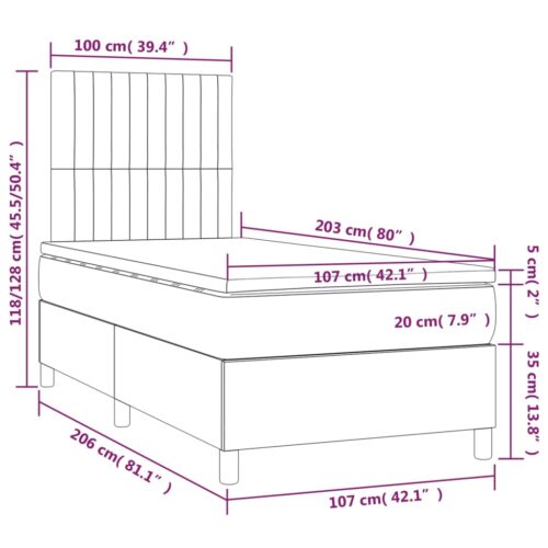 Box Spring Bed with Mattress Dark Grey 106x203cm King Single Size Fabric - Image 7