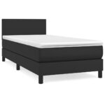 Box Spring Bed with Mattress Black 100x200cm Faux Leather