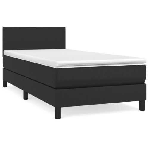 Box Spring Bed with Mattress Black 100x200cm Faux Leather