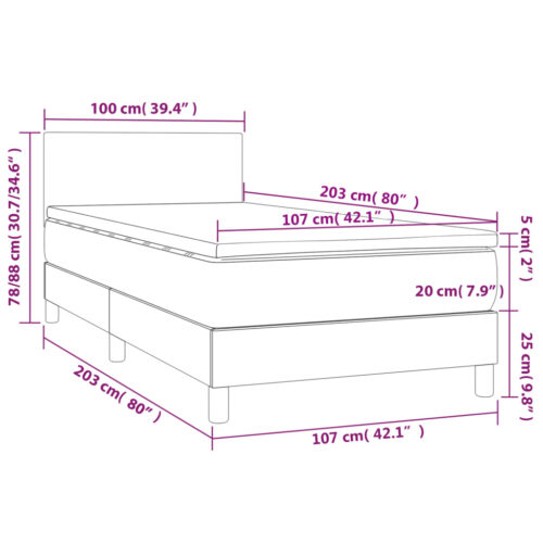 Box Spring Bed with Mattress Black 100x200cm Faux Leather - Image 7