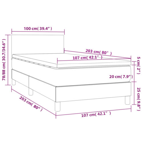 Box Spring Bed with Mattress&LED Black 100x200cm Faux Leather - Image 8