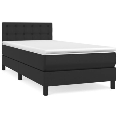 Box Spring Bed with Mattress Black 100x200cm Faux Leather
