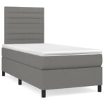 Box Spring Bed with Mattress Dark Grey 106x203cm King Single Size Fabric