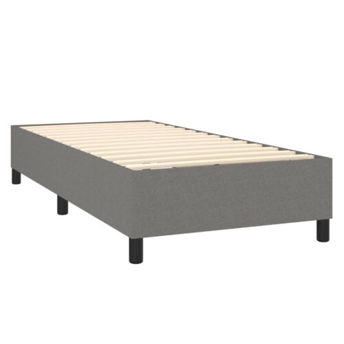 Box Spring Bed with Mattress Dark Grey 106x203cm King Single Size Fabric - Image 4