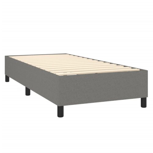 Box Spring Bed with Mattress Dark Grey 106x203cm King Single Size Fabric - Image 4