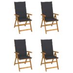 Garden Reclining Chairs 4pcs with Cushions Solid Acacia Wood