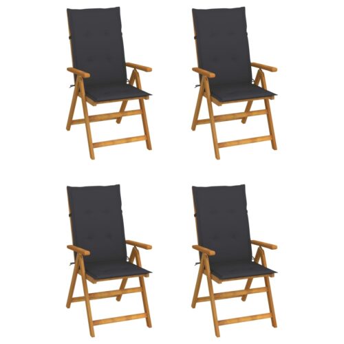 Garden Reclining Chairs 4pcs with Cushions Solid Acacia Wood