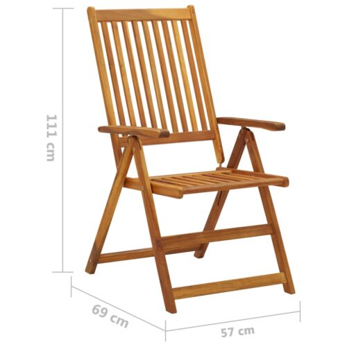 Garden Reclining Chairs 4pcs with Cushions Solid Acacia Wood - Image 10