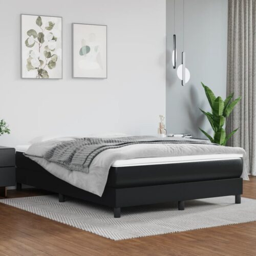 Box Spring Bed with Mattress Black 153x203cm Queen Size Faux Leather - Image 2