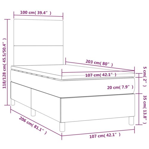 Box Spring Bed with Mattress Black 106x203cm King Single Size Faux Leather - Image 7
