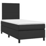 Box Spring Bed with Mattress&LED Black 106x203cm King Single Size Faux Leather