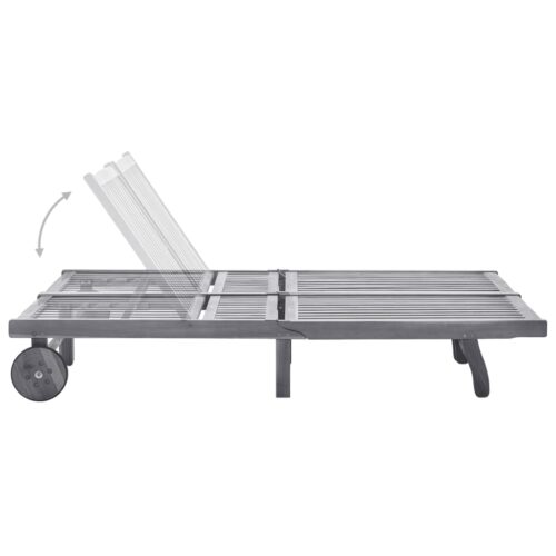 2-Person Garden Sun Lounger with Cushion Grey Solid Acacia Wood - Image 3