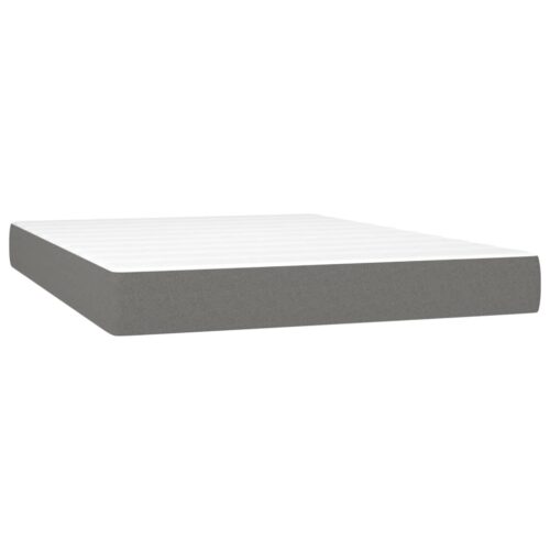 Box Spring Bed with Mattress Dark Grey 137x187cm Double Size Fabric - Image 5
