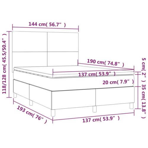 Box Spring Bed with Mattress Dark Grey 137x187cm Double Size Fabric - Image 7