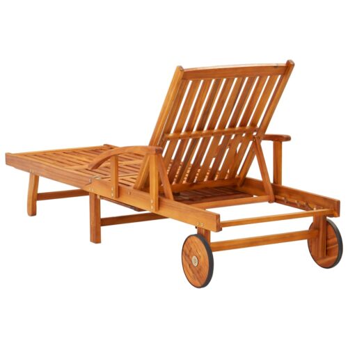 Sun Loungers 2pcs with Table Cushions Solid Acacia Wood - Image 3