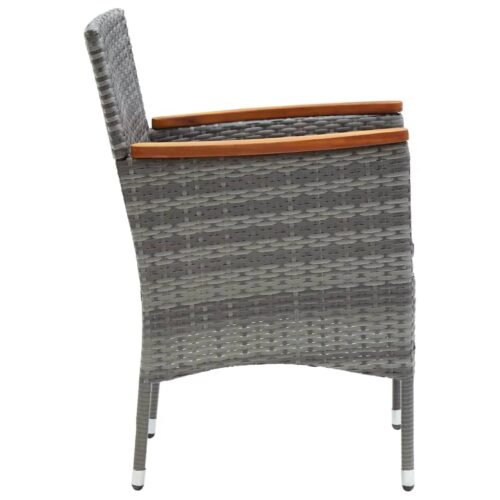 5-Piece Garden Dining Set with Cushions Poly Rattan Wicker Outdoor Patio Furniture Grey - Image 6