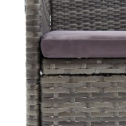 5-Piece Garden Dining Set with Cushions Poly Rattan Wicker Outdoor Patio Furniture Grey - Image 8