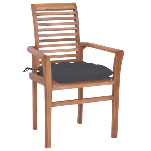 Dining Chairs 6pcs with Anthracite Cushions Solid Teak Wood - Image 3