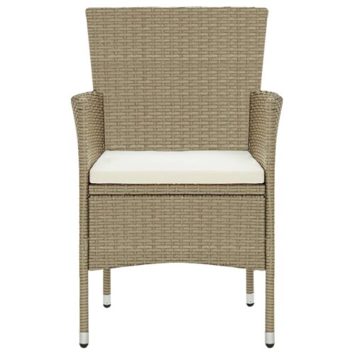 5-Piece Garden Dining Set with Cushions Poly Rattan Wicker Outdoor Patio Furniture Beige - Image 5