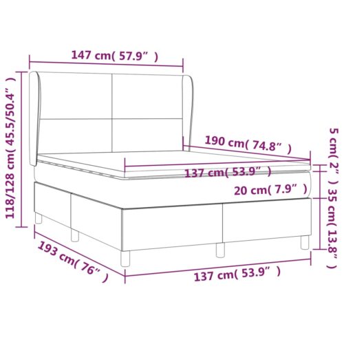 Box Spring Bed with Mattress Dark Grey 137x187cm Double Size Fabric - Image 7