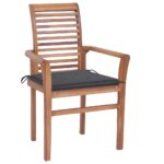 Dining Chairs 6pcs with Anthracite Cushions Solid Teak Wood
