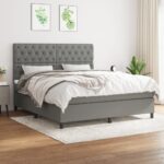 Box Spring Bed with Mattress Dark Grey 153x203cm Queen Size Fabric