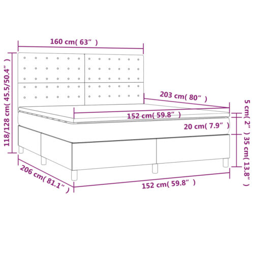 vidaXL Box Spring Bed with Mattress&LED Black 153x203 cm Queen Size Faux Leather - Image 8