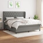 Box Spring Bed with Mattress Dark Grey 153x203cm Queen Size Fabric