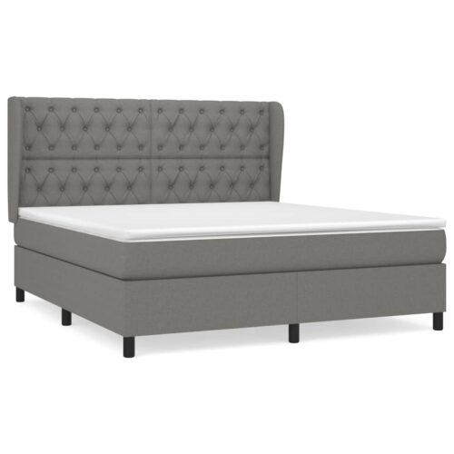 Box Spring Bed with Mattress Dark Grey 153x203cm Queen Size Fabric - Image 2