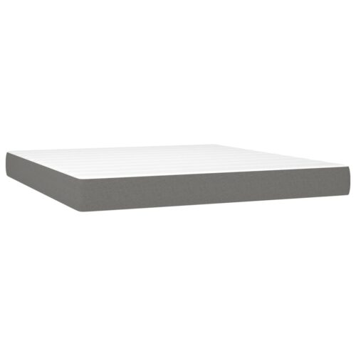 Box Spring Bed with Mattress Dark Grey 153x203cm Queen Size Fabric - Image 5