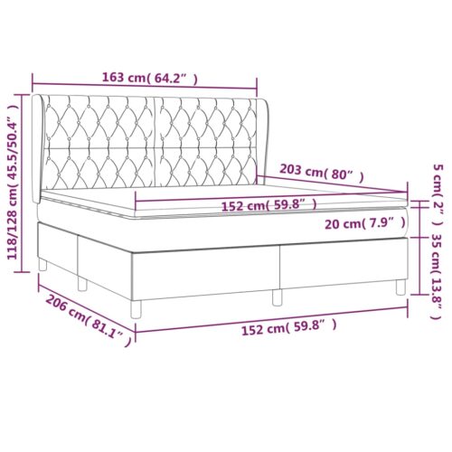 Box Spring Bed with Mattress Dark Grey 153x203cm Queen Size Fabric - Image 7