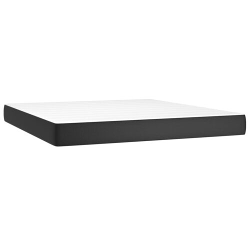 Bed Frame with Mattress & Topper Set Faux Leather Black Headboard Base QUEEN - Image 5