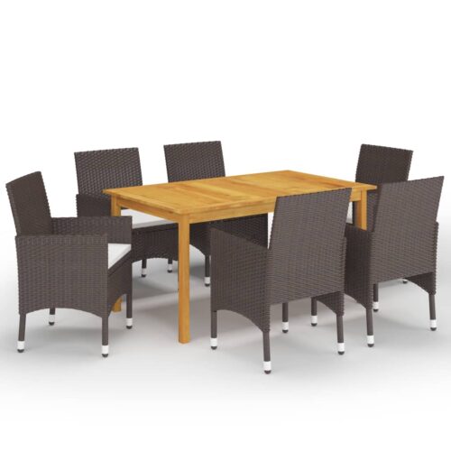 7-Piece Garden Dining Set Brown