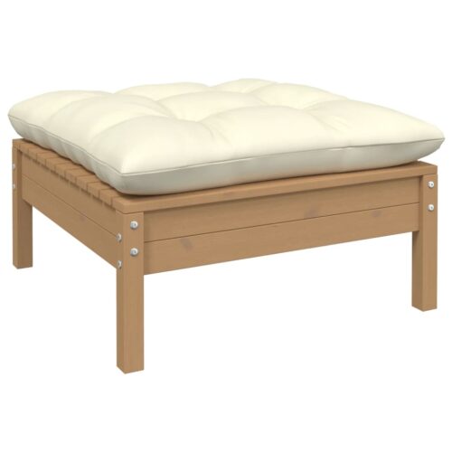 8-Piece Garden Lounge Set with Cushions Honey Brown Pine Wood Outdoor Patio Furniture - Image 5