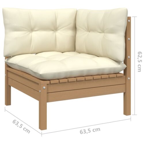 8-Piece Garden Lounge Set with Cushions Honey Brown Pine Wood Outdoor Patio Furniture - Image 7