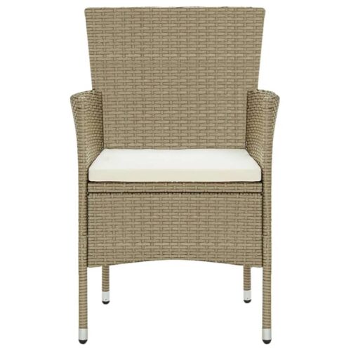 7-Piece Garden Dining Set with Cushions Poly Rattan Wicker Outdoor Patio Furniture Beige - Image 5