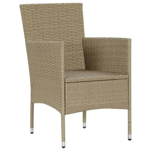 7-Piece Garden Dining Set with Cushions Poly Rattan Wicker Outdoor Patio Furniture Beige - Image 5