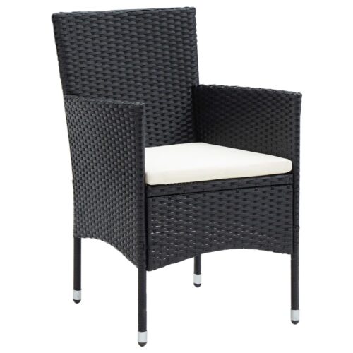 7-Piece Garden Dining Set with Cushions Poly Rattan Wicker Outdoor Patio Furniture Black - Image 4
