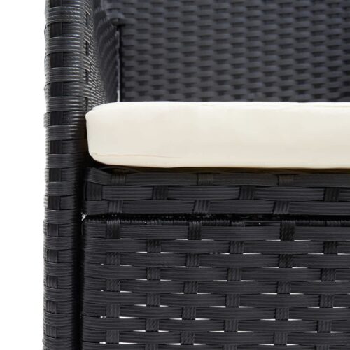 7-Piece Garden Dining Set with Cushions Poly Rattan Wicker Outdoor Patio Furniture Black - Image 6