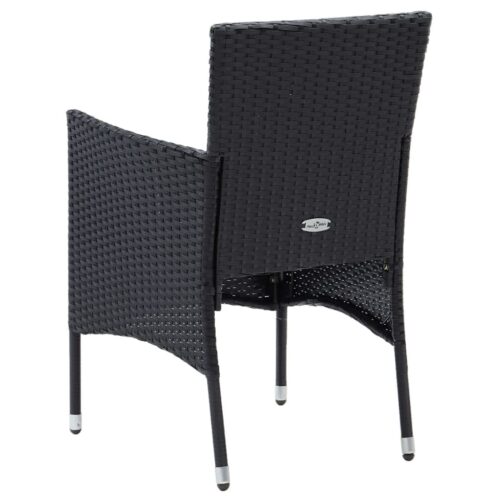 7-Piece Garden Dining Set with Cushions Poly Rattan Wicker Outdoor Patio Furniture Black - Image 9