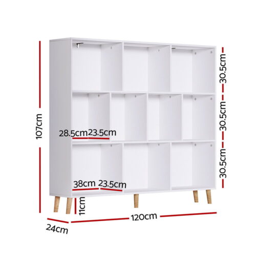 Artiss Bookshelf 3 Tiers 10 Cubes - CORA White - Image 4