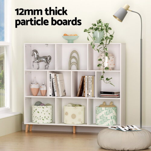 Artiss Bookshelf 3 Tiers 10 Cubes - CORA White - Image 7