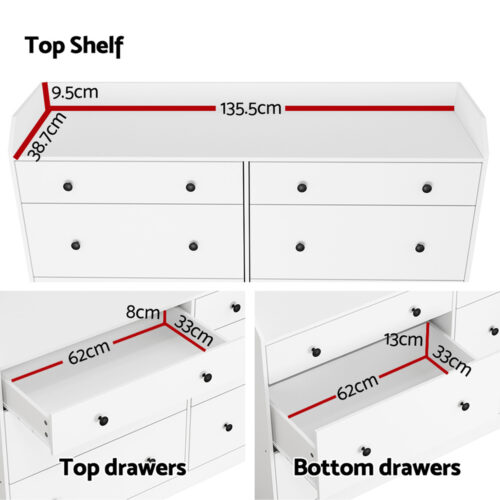 Artiss 6 Chest of Drawers - PETE White - Image 8