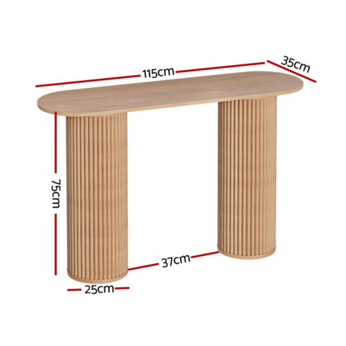 Artiss Console Table Oval 115CM Pine Blake - Image 4