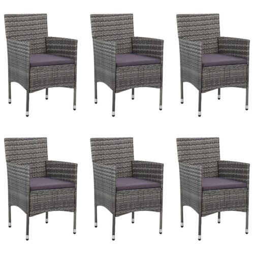 7-Piece Garden Dining Set Poly Rattan Wicker Outdoor Patio Furniture Grey - Image 3