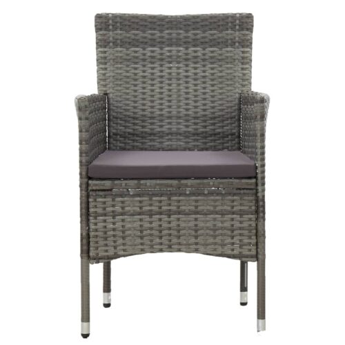 7-Piece Garden Dining Set Poly Rattan Wicker Outdoor Patio Furniture Grey - Image 5